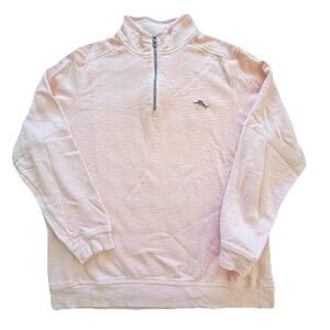 Tommy Bahama Tobago Bay Half Zip Pink Sweatshirt L Pima Cotton Preppy Coastal